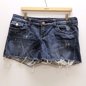 See Thru Soul Cutoff Distressed Jean Shorts, Sz 32